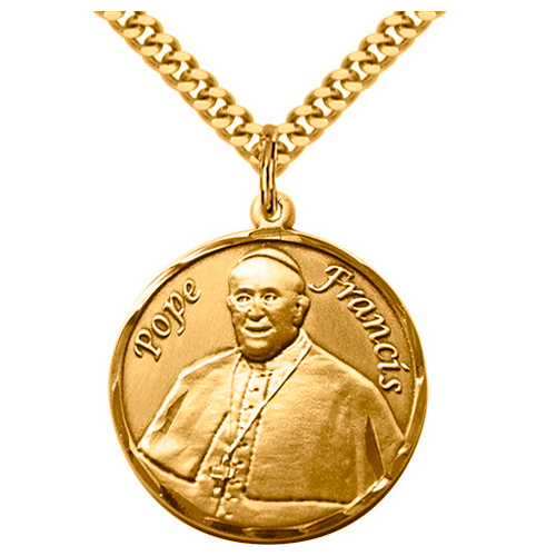 Gold Filled 1in Pope Francis Medal & 24in Chain