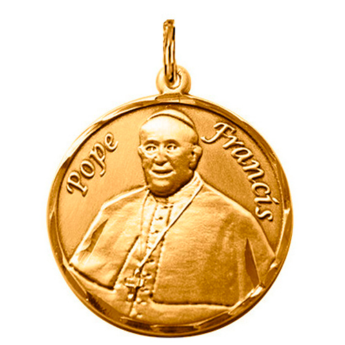 14kt Yellow Gold 1in Pope Francis Medal