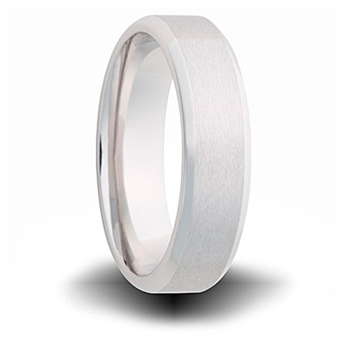 Cobalt 7mm Brushed Wedding Band with Beveled Edges 