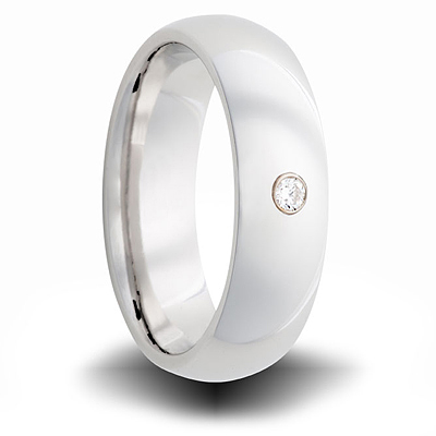 Cobalt 7mm Domed Ring with Diamond Accent