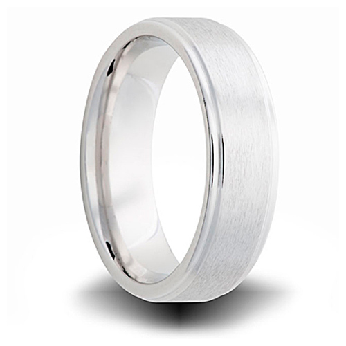 Cobalt 7mm Brushed Pipe Cut Band with Step Down Edges