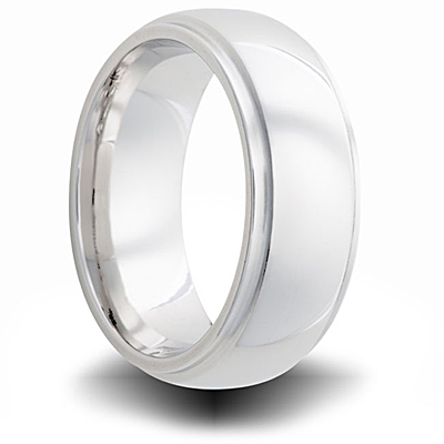 Cobalt 7mm Polished Domed Band with Grooves