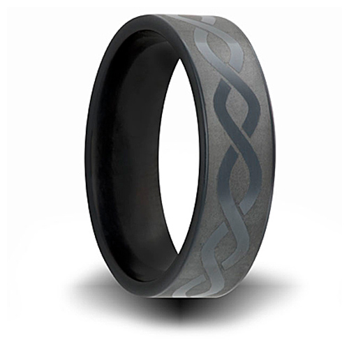 7mm Black Zirconium Ring with Helix Design
