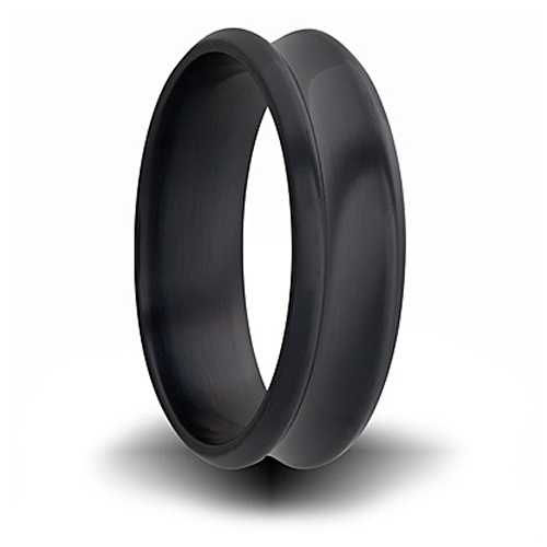 7mm Black Zirconium Concave Ring 