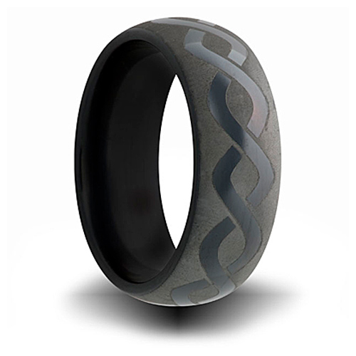 7mm Black Zirconium Ring with Helix Design