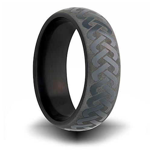 7mm Black Zirconium Ring with Tight Knot Design