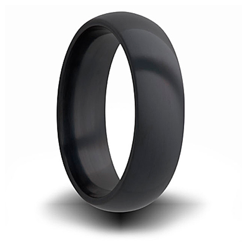 7mm Black Zirconium Domed Ring 