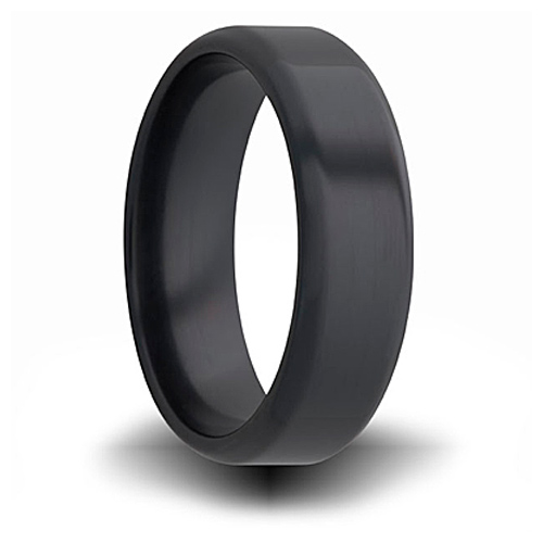 Black Zirconium 7mm Pipe Cut Ring with Rounded Edges