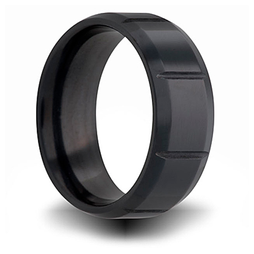 Black Zirconium 7mm Ring with Panels
