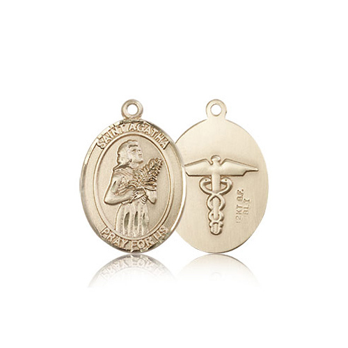 14kt Yellow Gold 3/4in St Agatha Nurse Medal