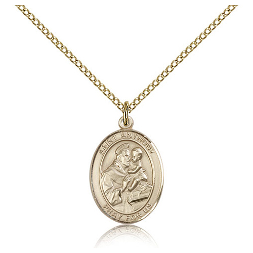 Gold Filled 3/4in St Anthony Medal & 18in Chain
