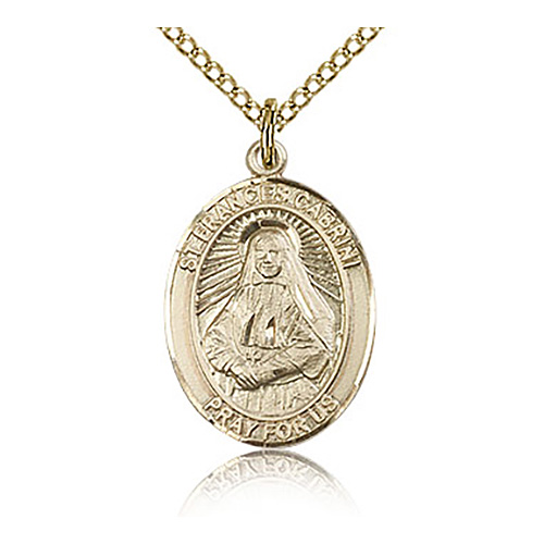 Gold Filled 3/4in St Frances Cabrini Medal & 18in Chain