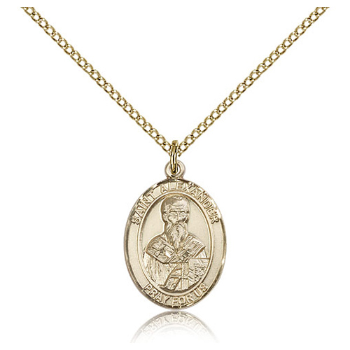 Gold Filled 3/4in St Alexander Medal & 18in Chain