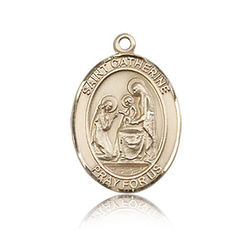 14kt Yellow Gold 3/4in St Catherine of Siena Medal