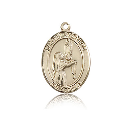 14kt Yellow Gold 3/4in St Bernadette Medal