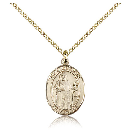 Gold Filled 3/4in St Brendan Medal & 18in Chain