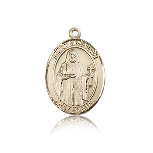 14kt Yellow Gold 3/4in St Brendan Medal