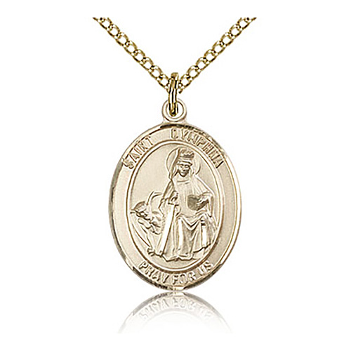 Gold Filled 3/4in St Dymphna Medal & 18in Chain
