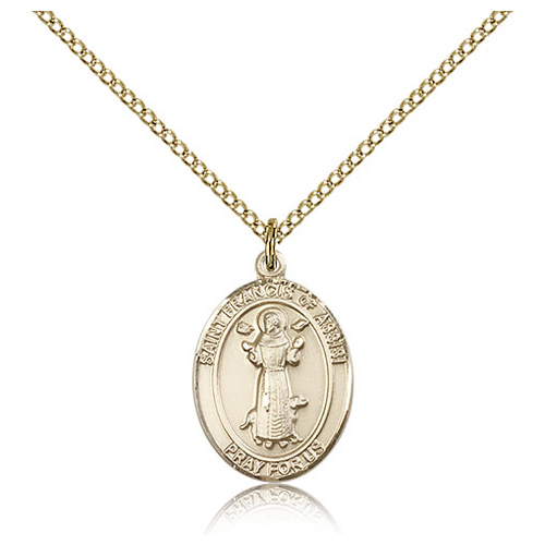 Gold Filled 3/4in St Francis Medal & 18in Chain