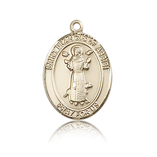 14kt Yellow Gold 3/4in St Francis Medal