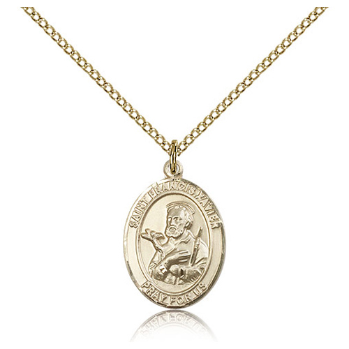 Gold Filled 3/4in St Francis Xavier Medal & 18in Chain