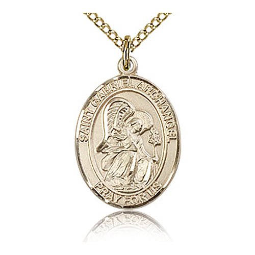 Gold Filled 3/4in St Gabriel Medal & 18in Chain