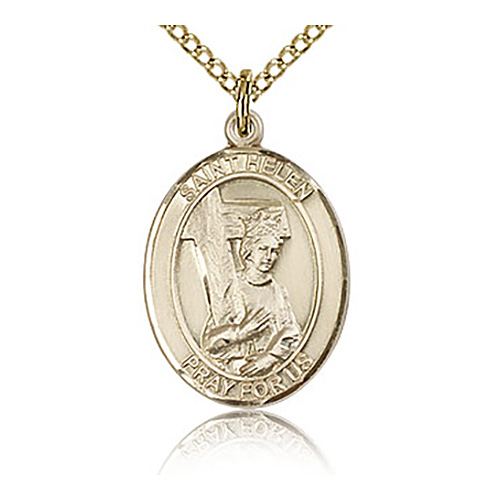 Gold Filled 3/4in St Helen Medal & 18in Chain