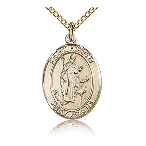 Gold Filled 3/4in St Hubert Medal & 18in Chain