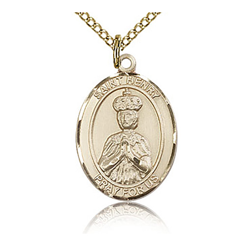 Gold Filled 3/4in St Henry II Medal & 18in Chain
