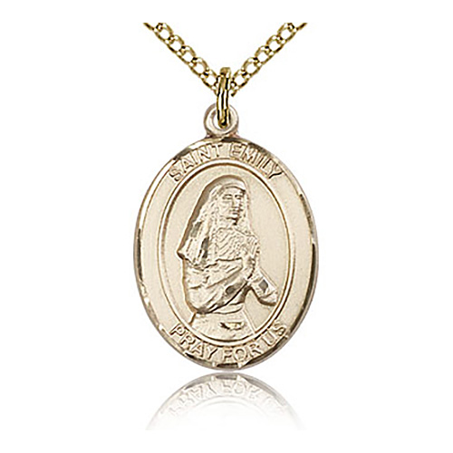 Gold Filled 3/4in St Emily Medal & 18in Chain