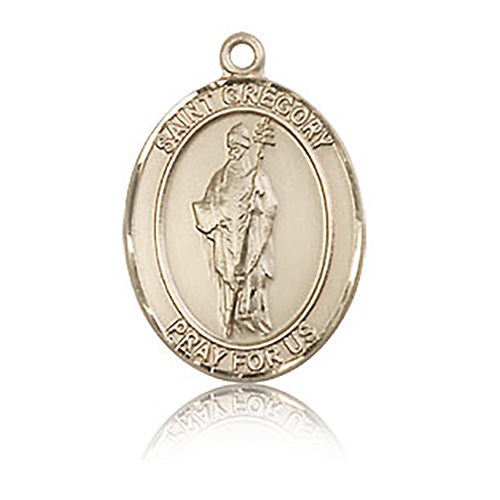 14kt Yellow Gold 3/4in St Gregory Medal