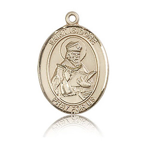 14kt Yellow Gold 3/4in St Isidore of Seville Medal