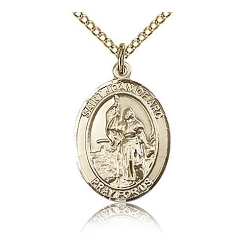 Gold Filled 3/4in St Joan of Arc Medal & 18in Chain