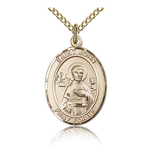 Gold Filled 3/4in St John the Apostle Medal & 18in Chain