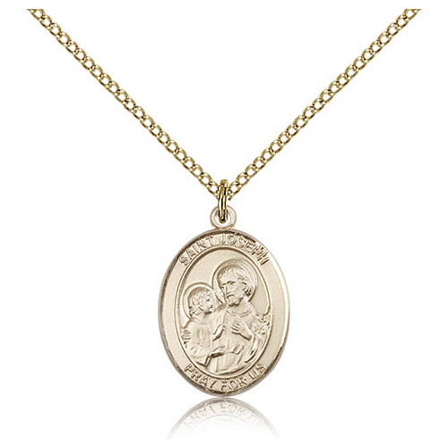 Gold Filled 3/4in St Joseph Medal & 18in Chain