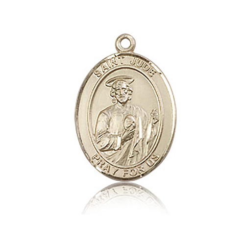14k Yellow Gold Oval St Jude Medal 3/4in