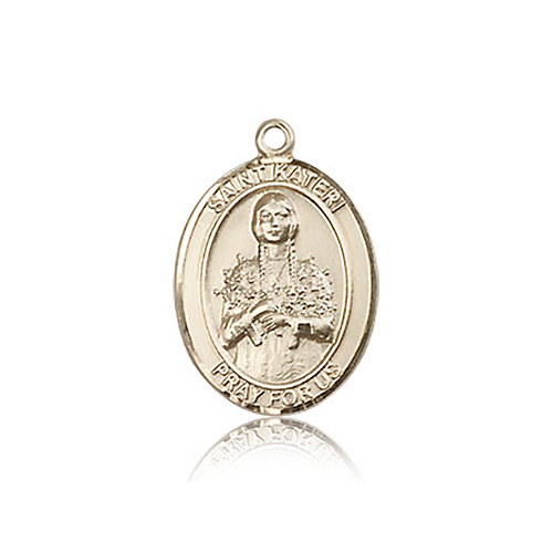 14kt Yellow Gold 3/4in St Kateri Medal
