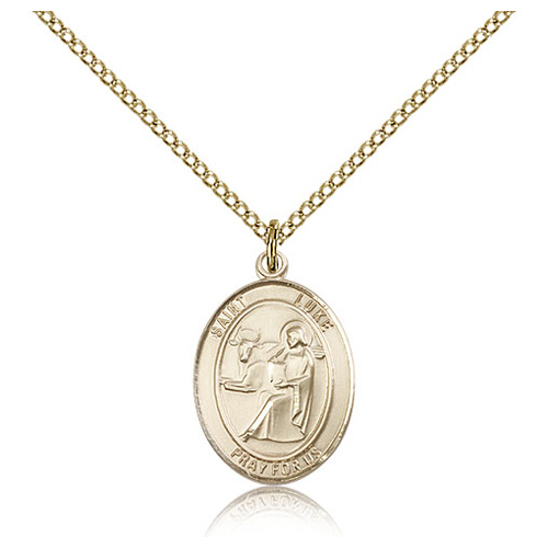 Gold Filled 3/4in St Luke Medal & 18in Chain