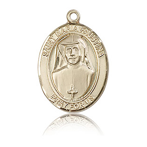 14kt Yellow Gold 3/4in St Maria Faustina Medal