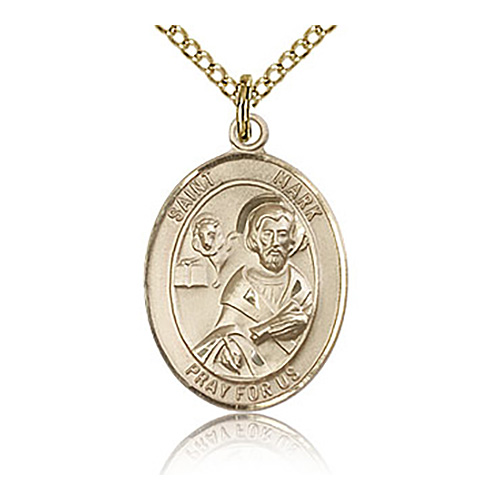 Gold Filled 3/4in St Mark Medal & 18in Chain