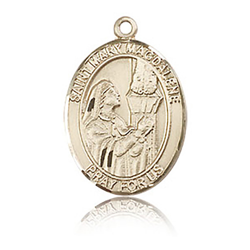 14kt Yellow Gold 3/4in St Mary Magdalene Medal