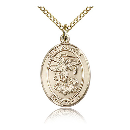 Gold Filled 3/4in St Michael Medal & 18in Chain