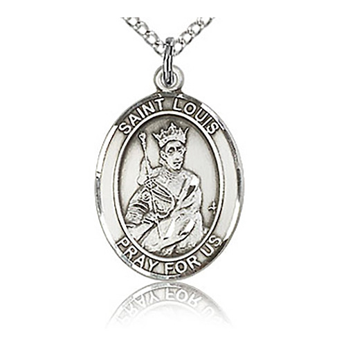 Sterling Silver 3/4in St Louis Medal & 18in Chain