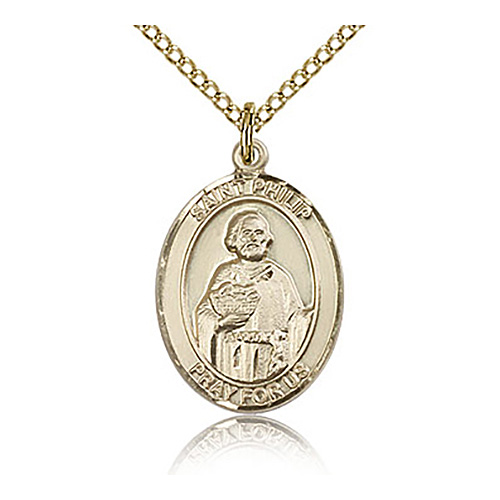 Gold Filled 3/4in St Philip the Apostle Medal & 18in Chain