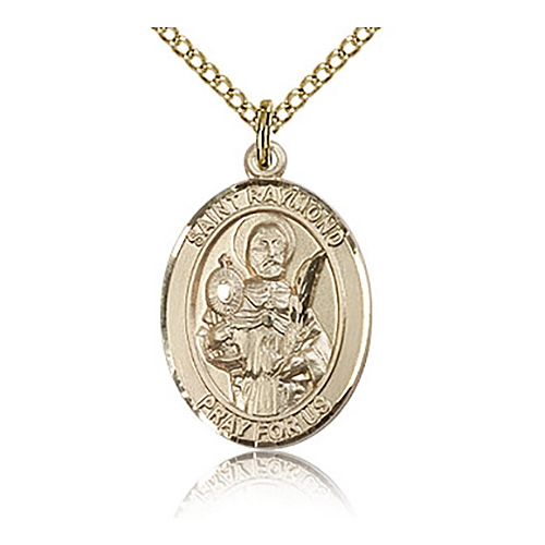 Gold Filled 3/4in St Raymond Medal & 18in Chain