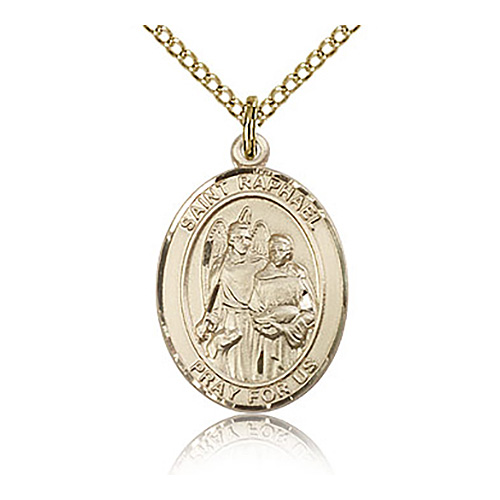 Gold Filled 3/4in St Raphael Medal & 18in Chain