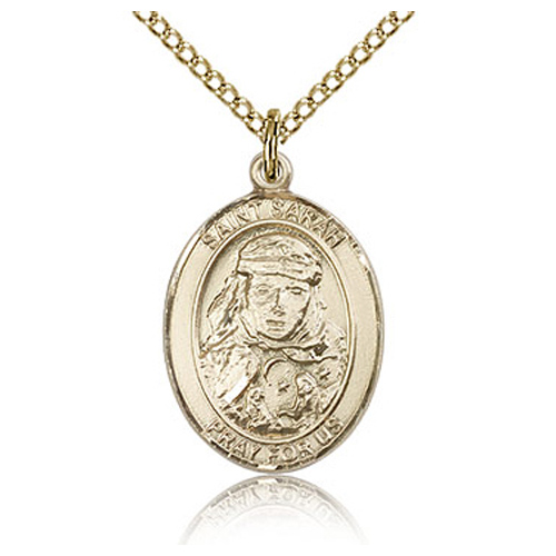 Gold Filled 3/4in St Sarah Medal & 18in Chain