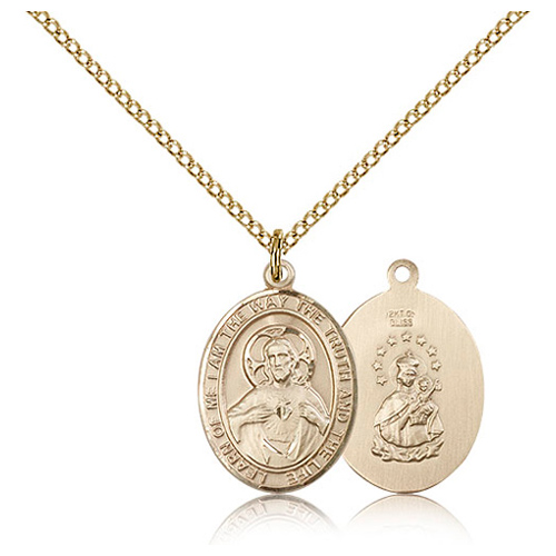 Gold Filled 3/4in Scapular Medal & 18in Chain