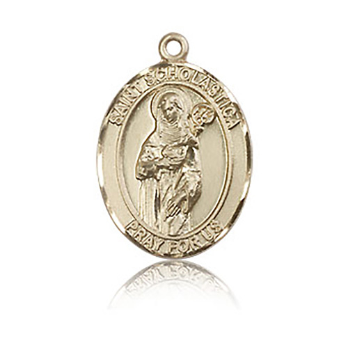 14kt Yellow Gold 3/4in St Scholastica Medal
