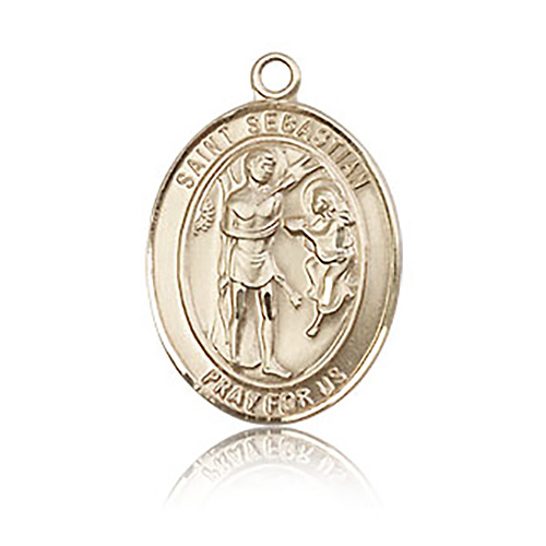 14kt Yellow Gold 3/4in St Sebastian Medal